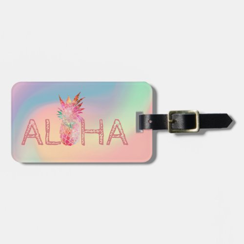 Aloha Hawaiian Colorful Pineapple Holographic Luggage Tag