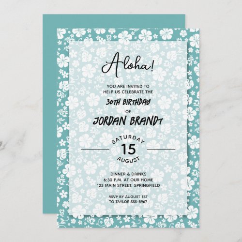 Aloha Hawaiian Floral Birthday Party Invitation