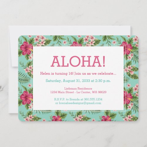 Aloha Hawaiian Floral Invitation