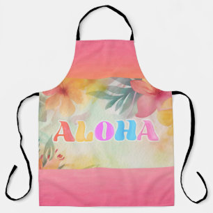 Aloha Hawaiian Floral Watercolor Apron