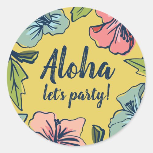 Aloha Hawaiian Flowers Summer Party Classic Round Sticker