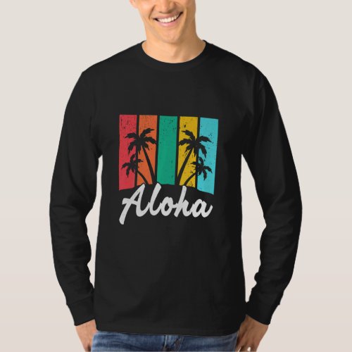 Aloha Hawaiian Hawaii Island  Palm Beach Surfboard T_Shirt