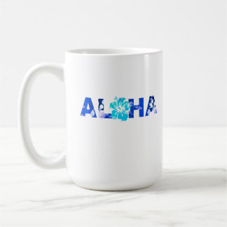 Aloha Hawaiian Hibiscus Batik Blues Live Pono  Coffee Mug