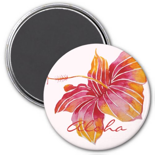 Aloha  Hawaiian Hibiscus Flower Round Magnet