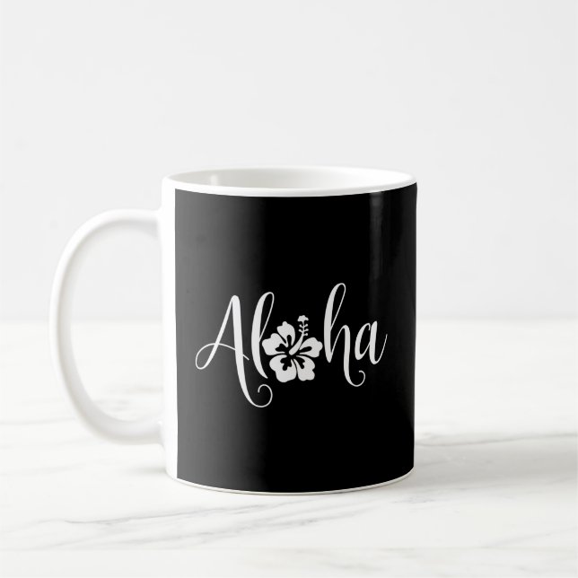 Aloha Hawaiian Hibiscus Flower Surfer Maui Kauai H Coffee Mug (Left)