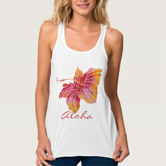 Aloha | Hawaiian Hibiscus Flower Tank Top (Front)