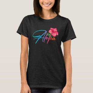 Aloha Hawaiian Hibiscus Flowers Hawaii Beach Luau T-Shirt