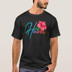 Aloha Hawaiian Hibiscus Flowers Hawaii Beach Luau  T-Shirt