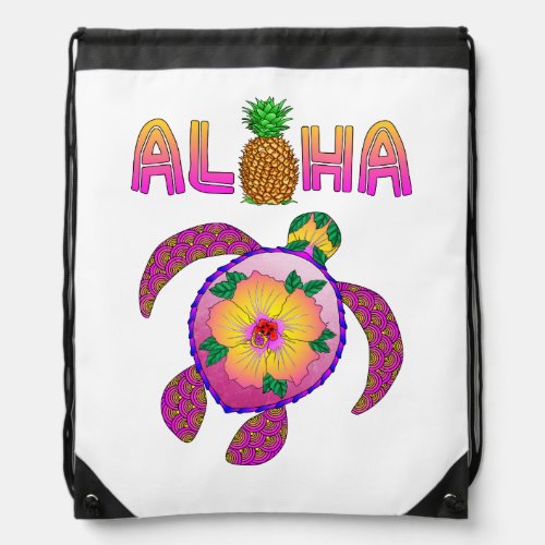 Aloha Hawaiian Honu Turtle Drawstring Bag