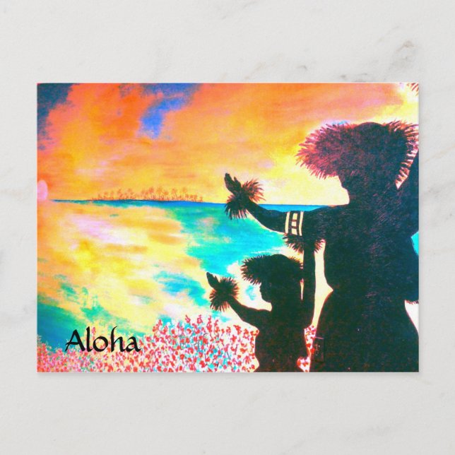 Aloha Hawaiian Hula Postcard (Front)