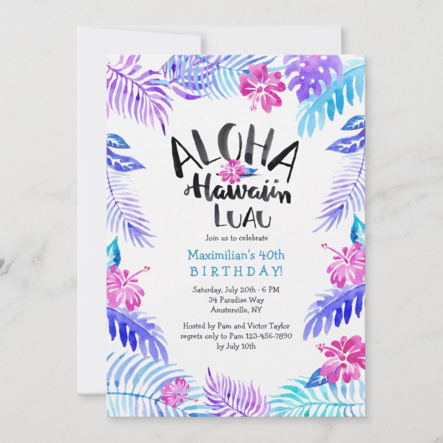 Aloha Hawaiian Invitation (Front)