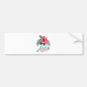 Aloha Hawaiian Islands Hawaii Hibiscus Flower Bumper Sticker