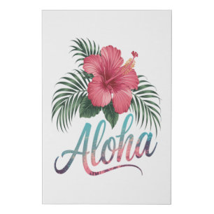 Aloha Hawaiian Islands Hawaii Hibiscus Flower Faux Canvas Print