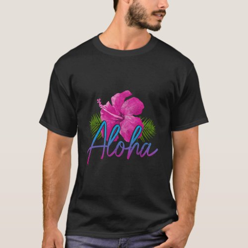 Aloha Hawaiian Islands Hawaii Surf Hibiscus Flower T_Shirt