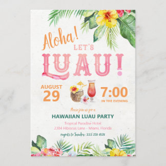 Aloha Hawaiian Luau Party Invitation