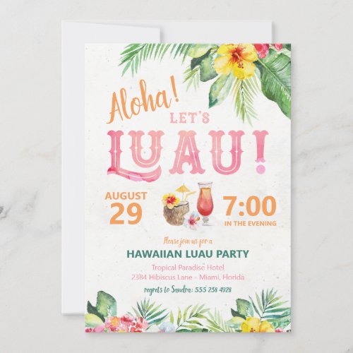 Aloha Hawaiian Luau Party Invitation