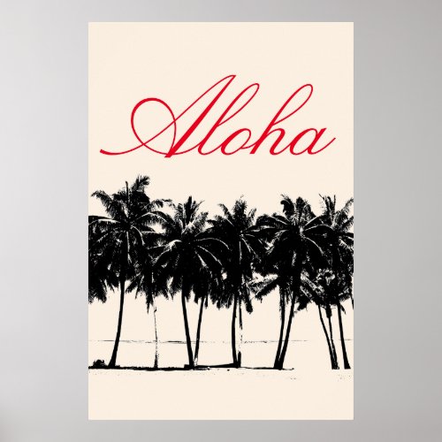 Aloha Hawaiian Palm Trees Tropics Travel Poster