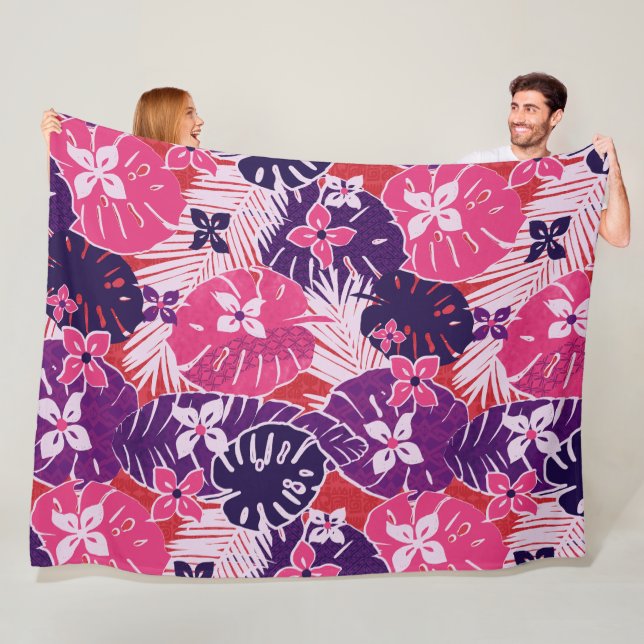 Aloha Hawaiian pattern print Fleece Blanket (In Situ)