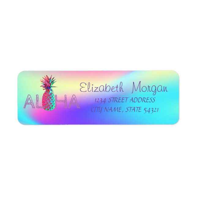 Aloha Hawaiian Pineapple Holographic Label (Front)