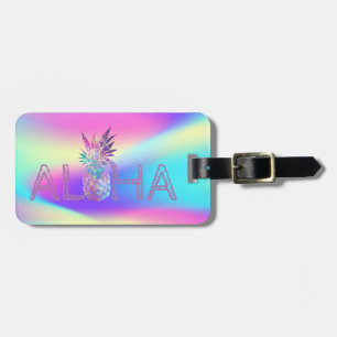 Aloha Hawaiian Pineapple Holographic Luggage Tag