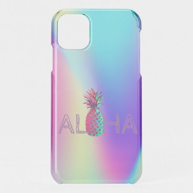 Aloha Hawaiian Pineapple Holographic Uncommon iPhone Case (Back)