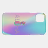 Aloha Hawaiian Pineapple Holographic Uncommon iPhone Case (Back (Horizontal))