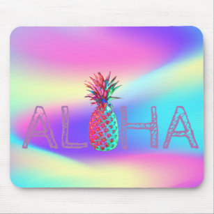 Aloha Hawaiian Pineapple Ombre Holographic Mouse Pad