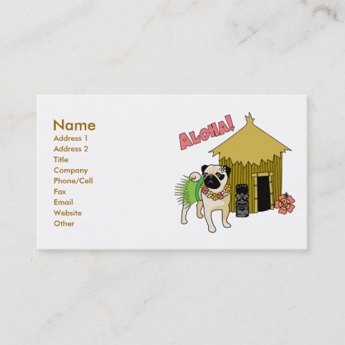 Aloha!  Hawaiian Pug Business Cards-customizable
