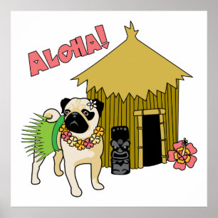 Aloha! Hawaiian Pug Posters and Prints