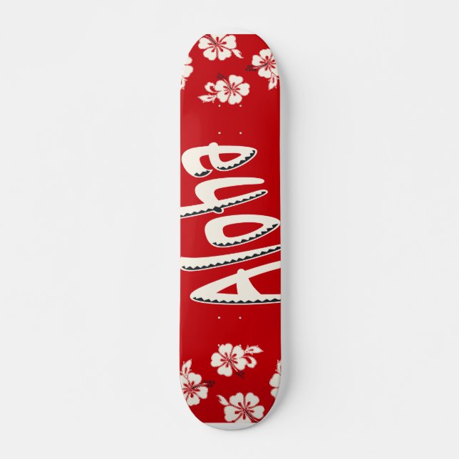 Aloha Hawaiian Red Skateboard Deck (Front)