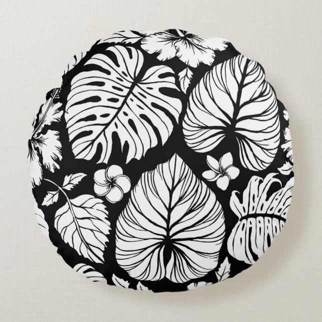 Aloha Hawaiian Shirt Seamless Background Pattern.  Round Pillow (Front)