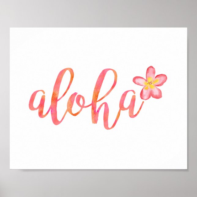 Aloha Hawaiian Summer Floral Typography Poster (Front)