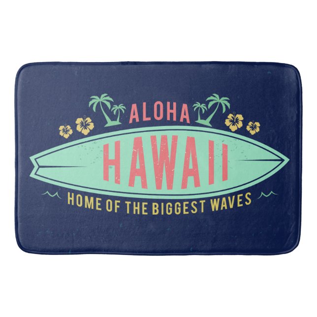 Aloha Hawaiian Surfer bath mat (Front)