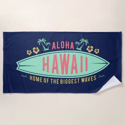 Aloha Hawaiian Surfer beach towel