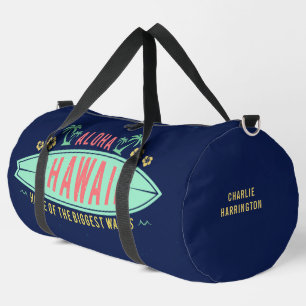 Aloha Hawaiian Surfer custom name Duffle Bag