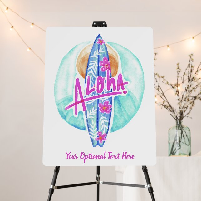 Aloha Hawaiian Surfer custom text Foam Board (In Situ (Stand))