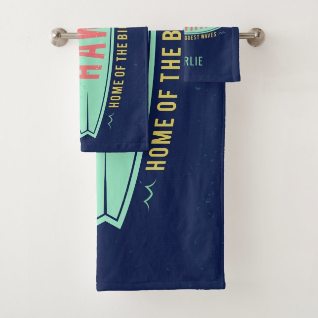Aloha Hawaiian Surfer custom towel set (Insitu)