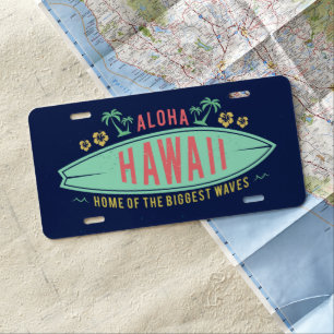 Aloha Hawaiian Surfer license plate