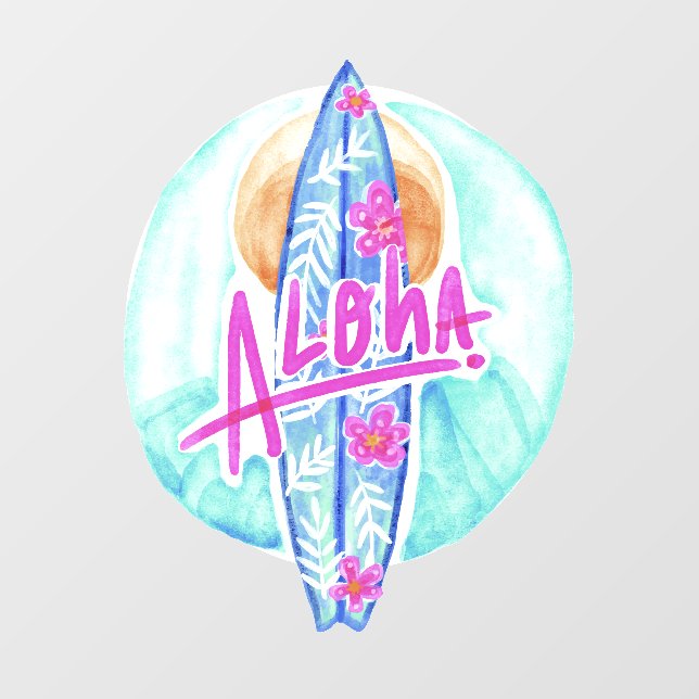 Aloha Hawaiian Surfer Wall Decal (Front)