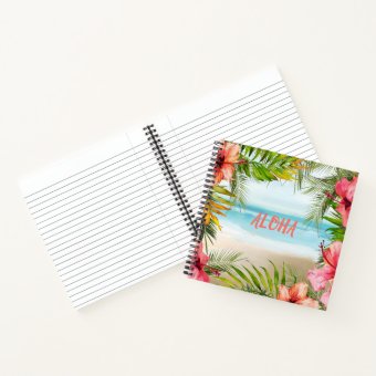 Aloha Hawaiian Tropical Beach Watercolor Floral Notebook | Zazzle