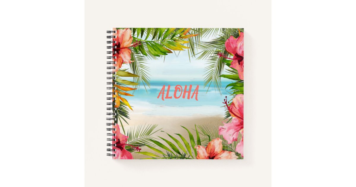 Aloha Hawaiian Tropical Beach Watercolor Floral Notebook | Zazzle.com