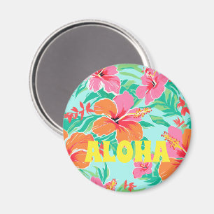 Aloha Hawaiian Tropical Flowers Colorful Magnet