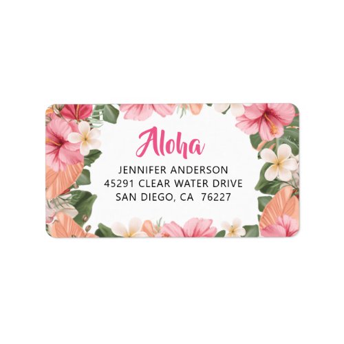 Aloha Hawaiian Tropical Hibiscus Luau Address Label