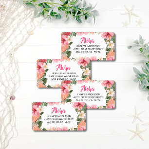 Aloha Hawaiian Tropical Hibiscus Luau Address Label