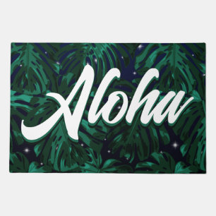 Aloha Hawaiian Tropical Night Sky Palm Doormat