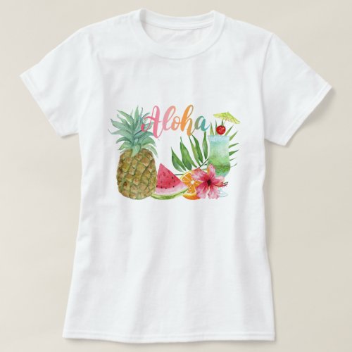 Aloha Hawaiian Tropical Pineapple Womens T_Shirt