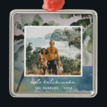 Aloha Hawaiian Watercolor Metal Ornament<br><div class="desc">Hawaiian watercolor design with personalized name and photo design that is easy to customize.</div>