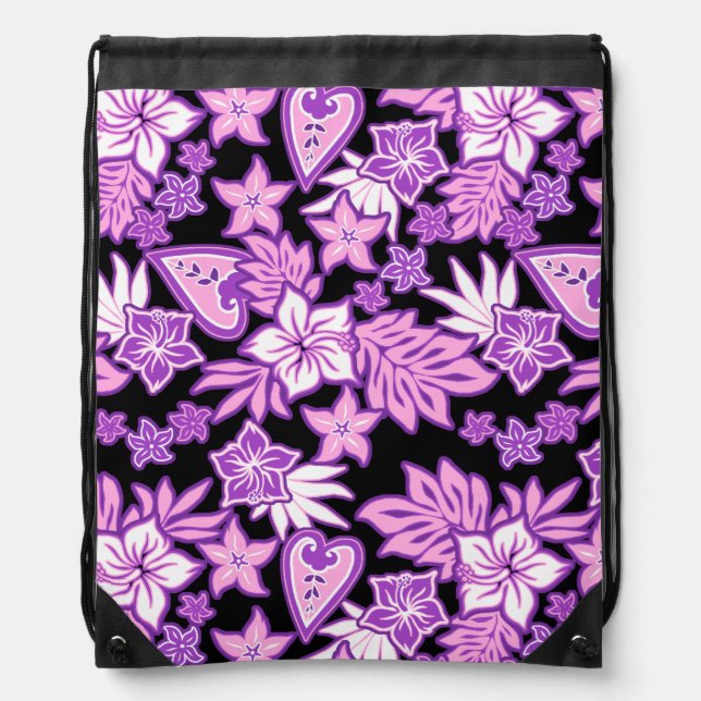 Aloha Heart Hawaiian Hibiscus Tropical Beach Bag (Front)
