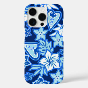 Aloha Heart Hawaiian Hibiscus Tropical Blue iPhone 16 Pro Case