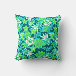 Aloha Heart Hawaiian Hibiscus Tropical Throw Pillow